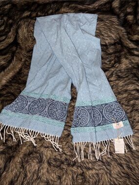 Calzeat Celtic Collection Blue Scarf, Fringe Made in Scotland